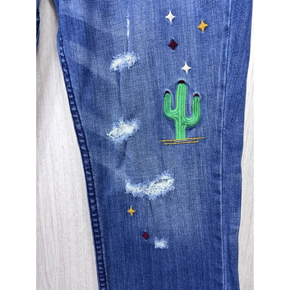 Cruel‎ Girl Rhyon Jeans Womens 29 Cactus Embroidered Boyfriend Western Cropped